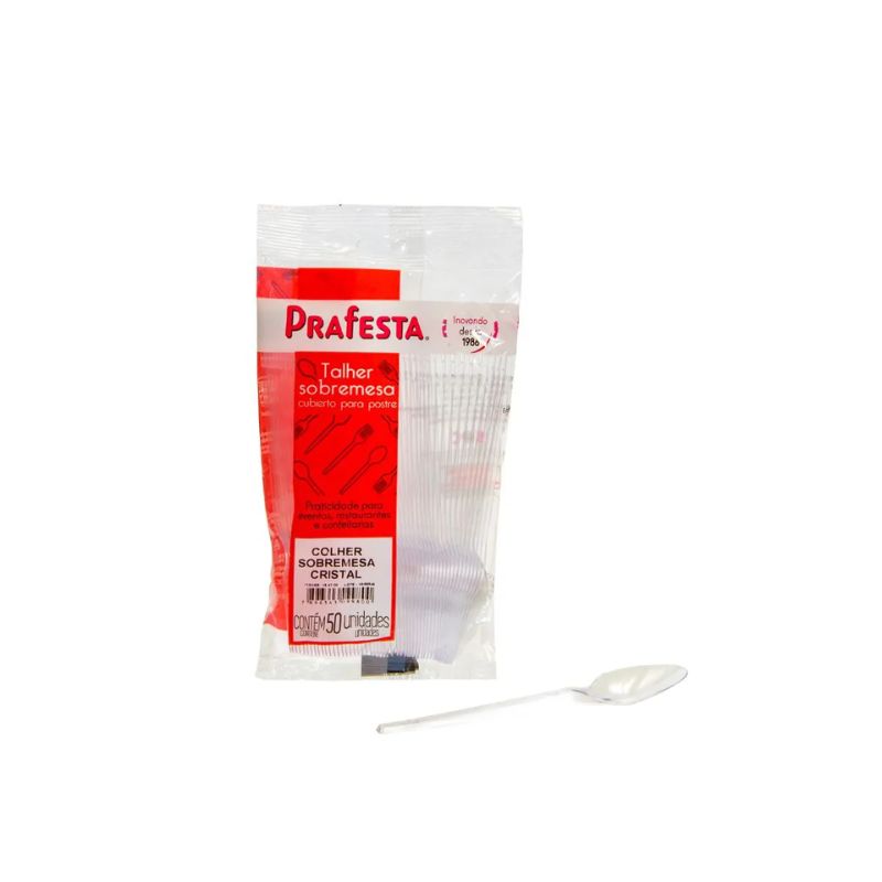 COLHER SOBREMESA CRISTAL 20X50 PRAFESTA (PCT C_ 50) REF. 9980 COLHER SOBREMESA CRISTAL 20X50 PRAFESTA (PCT C/ 50) REF. 9980 - Imagem 1