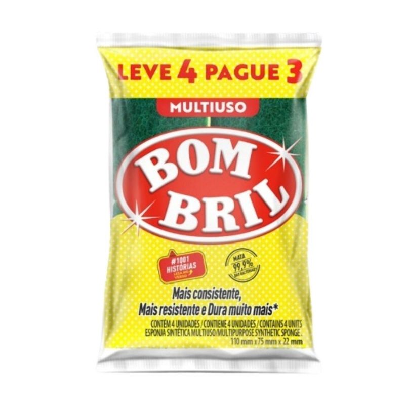 ESPONJA MULTIUSO BOMBRIL (VERDE AMARELA) LEVE 4 PAGUE 3 REF. 40285 ESPONJA MULTIUSO BOMBRIL (VERDE AMARELA) LEVE 4 PAGUE 3 REF. 40285 - Imagem 1
