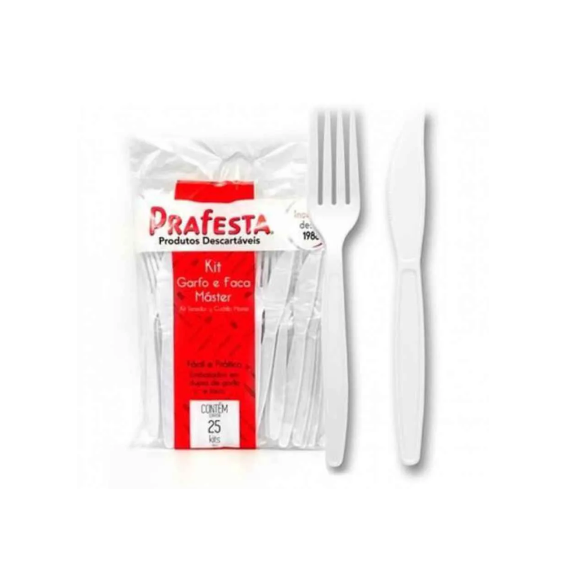 KIT GARFO E FACA MASTER 10x25 BCO PRAFESTA (PCT C_ 25) REF. 6000 KIT GARFO E FACA MASTER 10x25 BCO PRAFESTA (PCT C/ 25) REF. 6000 - Imagem 1
