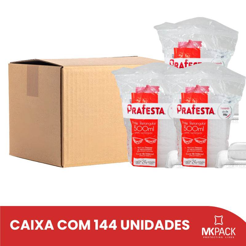 POTE RETANGULAR COM TAMPA PRAFESTA 500ML (CX C_ 144) REF. 8311 POTE RETANGULAR COM TAMPA PRAFESTA 500ML (CX C/ 144) REF. 8311 - Imagem 1