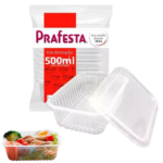 POTE RETANGULAR COM TAMPA PRAFESTA 500ML (PCT C/ 24) REF. 8311