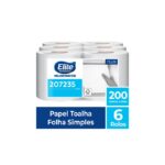 TOALHA DE PAPEL ELITE ROLO PLUS FOLHA SIMPLES (6 ROLOS X 200M) REF. 207235